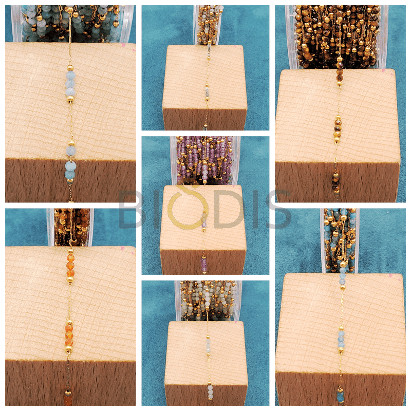L0212_2.5#_3:1 Cadenas de acero con piedra facetada
