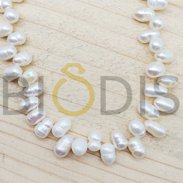 PER0495 Perlas de rio con forma arroz lateral para manualidad 4-5mm