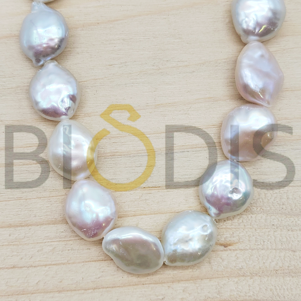 PER0491 Perlas de rio con forma botón para manualidad 10mm