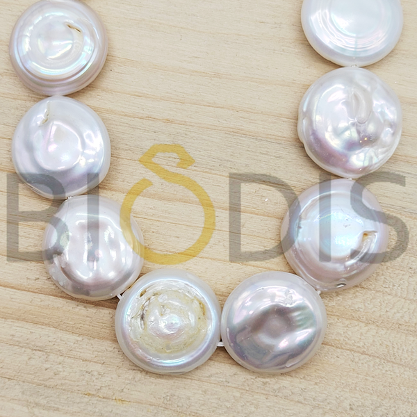 PER0494 Perlas de rio con forma botón para manualidad 19mm